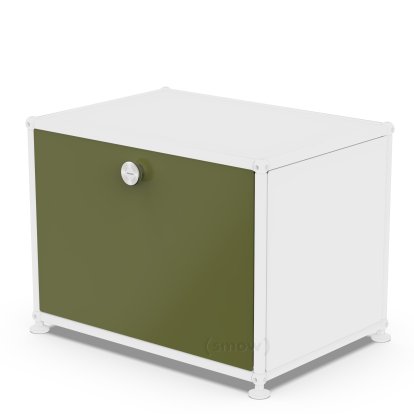 Porte abattante USM Haller, 50 cm x 35 cm, Vert olive RAL 6003, Avec poignée sans serrure