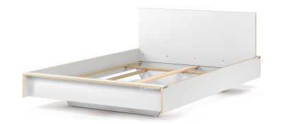 Lit Flai, 140 x 200, Avec tête de lit, CPL blanc, Sans sommier