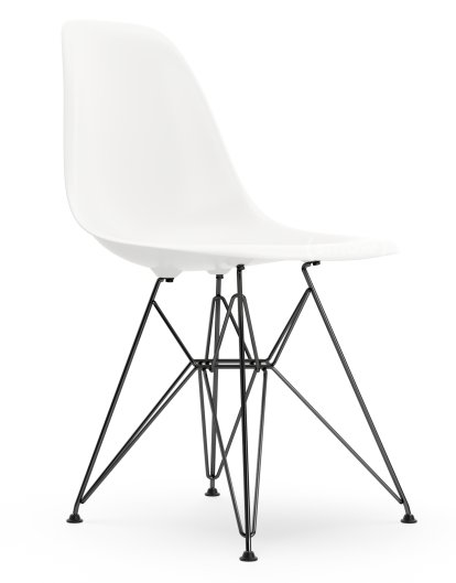 Eames Plastic Side Chair DSR, Blanc non-RE, Sans rembourrage, Sans rembourrage, Version standard - 43 cm, Revêtement basic dark