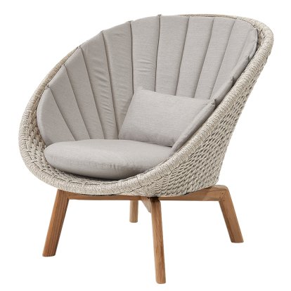 Fauteuil lounge Peacock, Medium flat soft Rope - Sand, Natté - Sable