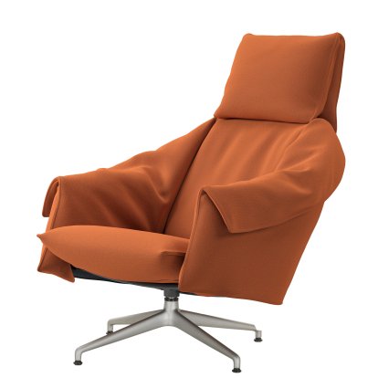 Fauteuil lounge Bascule à dossier haut avec piètement à quatre branches, Sans repose-pieds, Tissu Hola, terracotta, 38 cm, Aluminium sablé