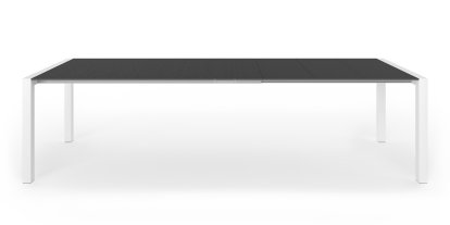 Table extensible Sushi, Stratifié noir, L 177-288 x l 90 cm, Aluminium laqué blanc