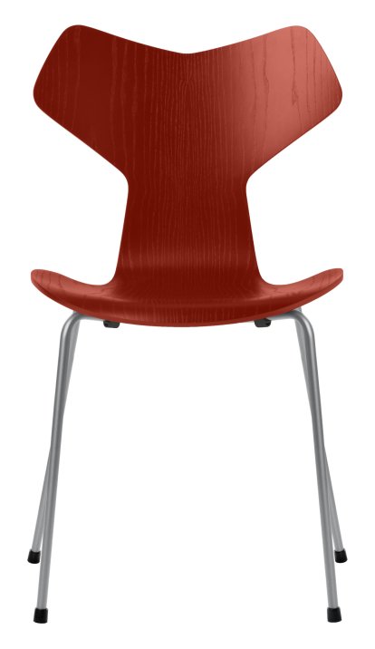 Chaise Grand Prix, Frêne coloré, Rouge vénitien, Silver grey
