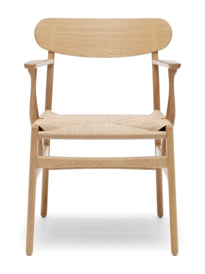 Chaise CH26, Chêne laqué blanc, Naturel