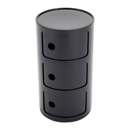 Conteneur d'appoint Componibili 3 tiroirs rond, Noir 