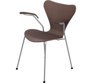 Chaise avec accotoirs Série 7 3207, 46 cm, Bois laqué clair, Noyer naturel