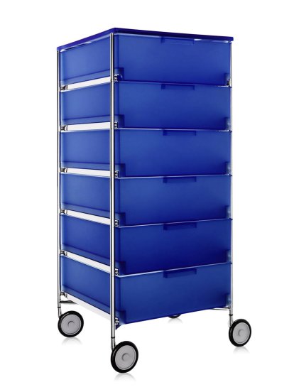 Caisson Mobil, 6 tiroirs - Pas de compartiment, Opalin, Bleu cobalt