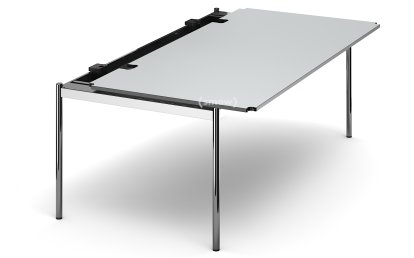 Table USM Haller Advanced, 200 x 100 cm, 02-Stratifié gris perle, Sans plateau coulissant