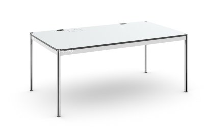 Table USM Haller Plus, 175 x 100 cm, 02-Stratifié gris perle, Plateau coulissant à gauche