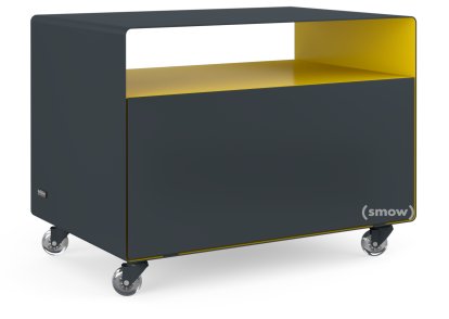 Caisson à roulettes R 107, Bicolore   , Gris anthracite (RAL 7016) - Jaune signalisation (RAL 1023), Roulettes transparentes