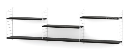 Étagère murale L String, 20 cm, Blanc, Placage frêne noir