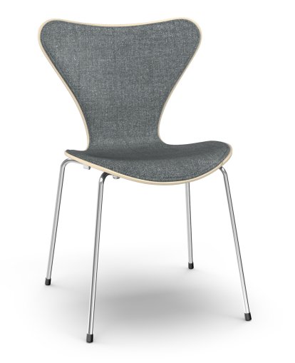 Chaise Série 7 3107 avec rembourrage avant, Bois laqué clair, Hêtre naturel, Remix 173 - Bleu foncé/gris, Chromé