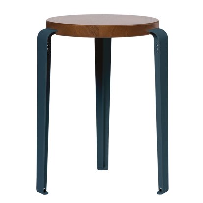 Tabouret Lou, bois massif, Chêne teinté, Bleu nuit