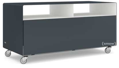 Meuble TV R 108, Gris anthracite (RAL 7016) - Blanc pur (RAL 9010), Roulettes industrielles