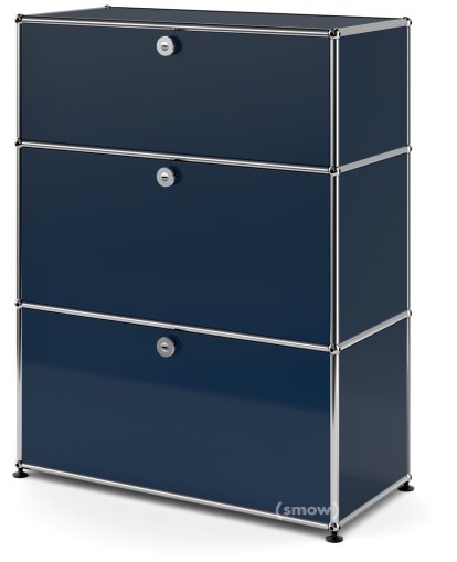 Commode USM Haller avec 3 tiroirs, H 95 + 4 x L 75 x P 35 cm, Bleu acier RAL 5011