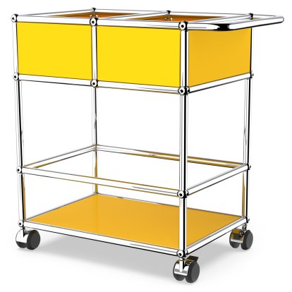 USM Haller chariot à boissons à étages avec compartiments, Jaune or RAL 1004, Souples pour sols durs