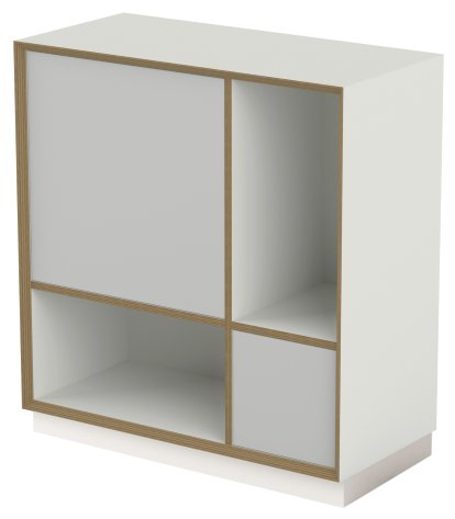 Étagère Vertiko Ply, Version 2, Blanc pur, Avec socle