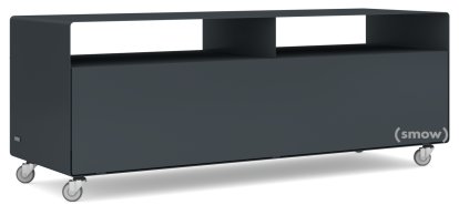 Meuble TV R 109, Monochrome, Gris anthracite (RAL 7016), Roulettes industrielles