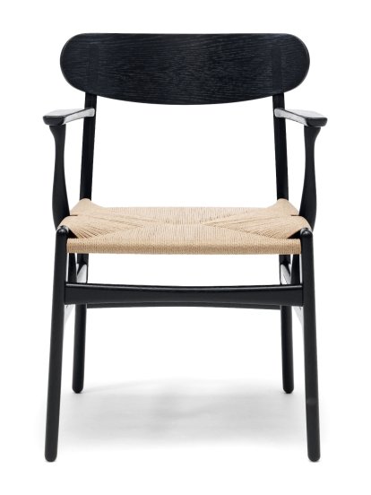 Chaise CH26, Chêne laqué noir, Naturel