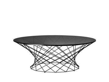 Table basse Oota, H 35 x ø 101 cm, Verre teinté noir, Peint par poudrage noir mat