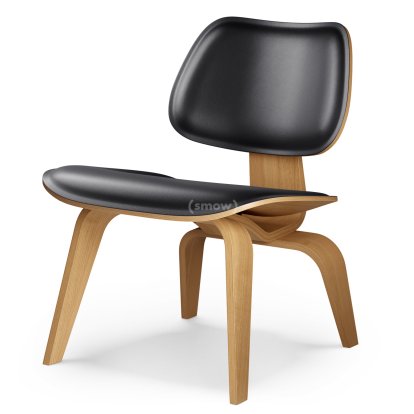 Fauteuil LCW / LCW Leather, Frêne naturel, assise cuir nero