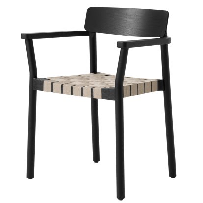 Chaise Betty TK9, Noir / lin naturel, Avec accoudoirs
