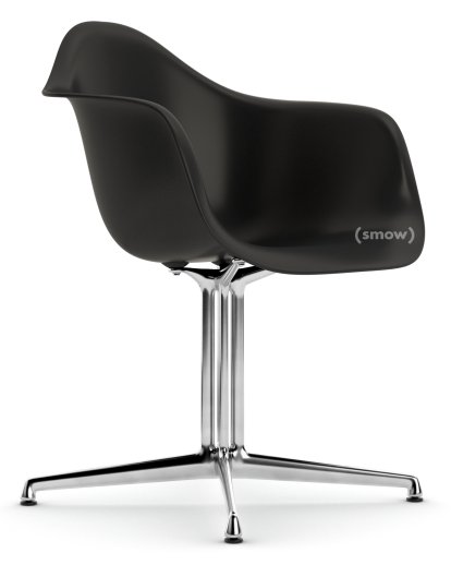 Eames Plastic Armchair DAL, Noir profond  , Sans rembourrage, Sans rembourrage, Aluminium poli, Nouvelle hauteur d'assise (43,0 cm)