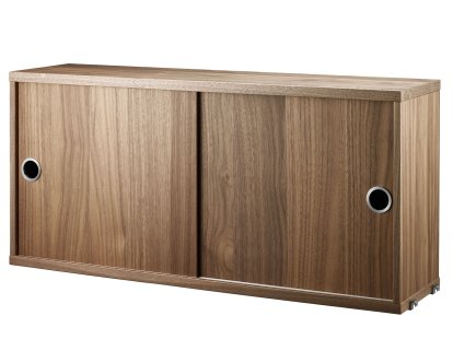 Caisson avec portes coulissantes String System, Placage noyer, 20 cm