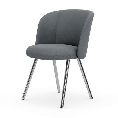 Chaise Mikado, Piètement à quatre pieds, 4 pieds, aluminium poli, Plano, Nero / crème, Patins en feutre pour sols durs
