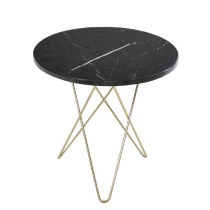 Tall Mini O Table, Noir Marquina, Laiton