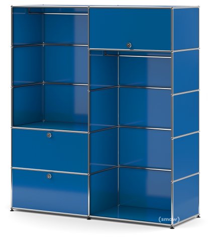 Penderie USM Haller L avec 2 tringles, Bleu gentiane RAL 5010