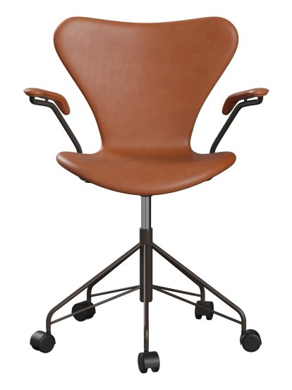 Chaise de bureau pivotante Série 7 3117/3217 Rembourrage intégral, Avec accotoirs, Cuir Grace walnut, Brown bronze
