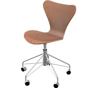 Chaise de bureau pivotante Série 7 3117, Bois laqué clair, Cerisier naturel 