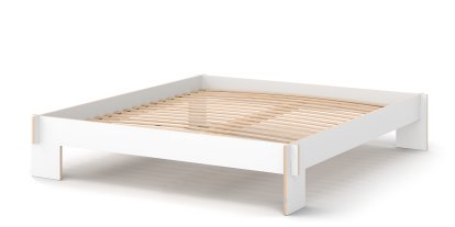 Lit Siebenschläfer, 180 x 200 cm, Sans tête de lit, Blanc, Avec sommier flexible