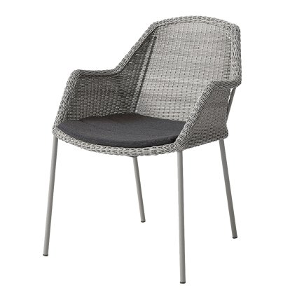 Chaise Breeze, Taupe, Avec coussin d'assise, Natté - Noir