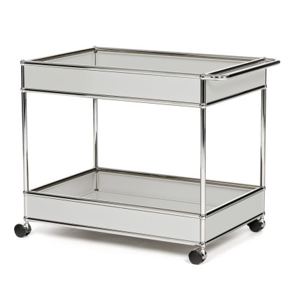 Chariot-bar USM Haller type II habillé, Gris clair RAL 7035, Durs pour tapis