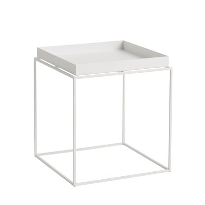 Table avec plateau Tray, H 40/44 x L 40 x P 40 cm, Blanc