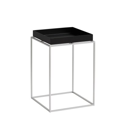 Table avec plateau Tray, H 40/44 x B 30 x T 30 cm, Noir / gris