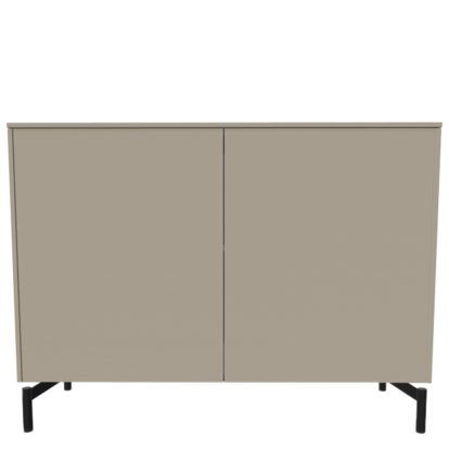 Buffet Aventa Sideboard avec portes, 120 cm, 3 Grilles de hauteur, Mélamine gris pierre, Pieds en métal