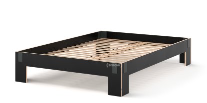 Lit Tagedieb, 160 x 220 cm, Sans tête de lit, FU (bouleau contreplaqué) noir, Anthracite , Avec sommier flexible