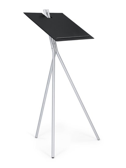 Table Notos, Frêne teinté noir/Aluminium blanc RAL 9006