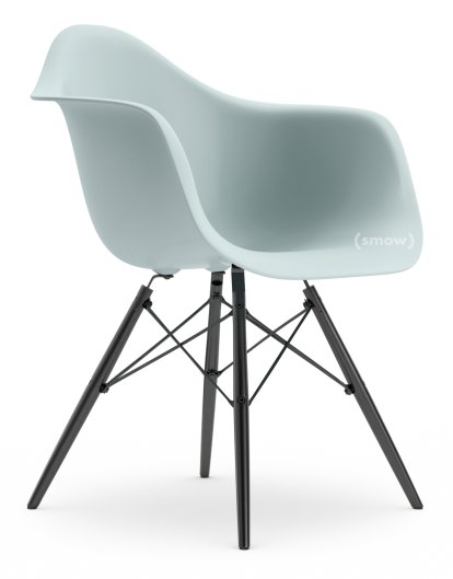 Eames Plastic Armchair DAW, Gris bleuté, Sans rembourrage, Sans rembourrage, Version standard - 43 cm, Érable noir