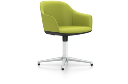 Softshell Armchair avec piètement à 4 branches, Aluminium poli, Plano, Avocat, Patins pour tapis
