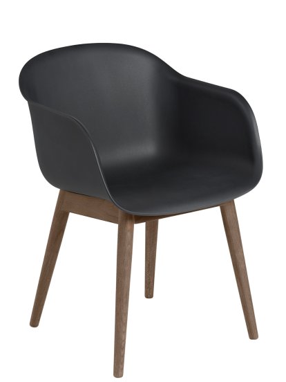 Chaise Fiber bois, Noir / marron foncé
