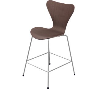 Chaise de bar Série 7 3187/3197, 64 cm, Bois laqué clair, Noyer naturel