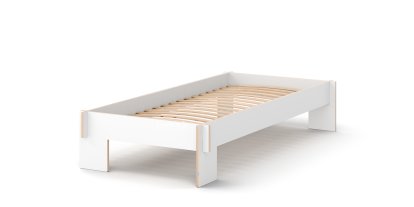 Lit Siebenschläfer, 90 x 200 cm, Sans tête de lit, Blanc, Avec sommier flexible