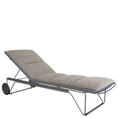 Chaise longue Click, Bleu pigeon, Avec coussin - ash