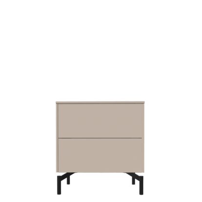 Buffet Aventa avec tiroirs, 60 cm, 2 Grilles de hauteur, Mélamine gris cachemire, Pieds en métal