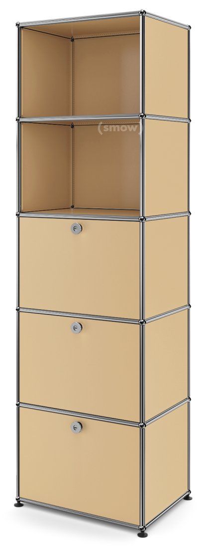 Bibliothèque 50 USM Haller, Avec 3 portes abattantes, Beige USM