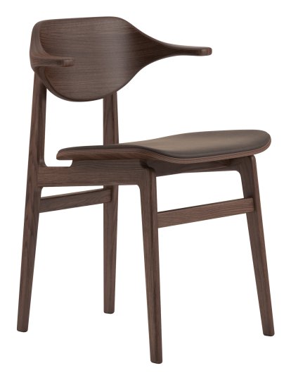 Bufala Dining Chair, Chêne fumé foncé, Cuir Dunes marron foncé